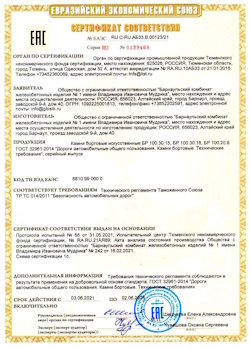 15.04.2022 Тихорецк - Приложение к сертификату соответствия железобетонных изделий - бортовые искуственные камни БР